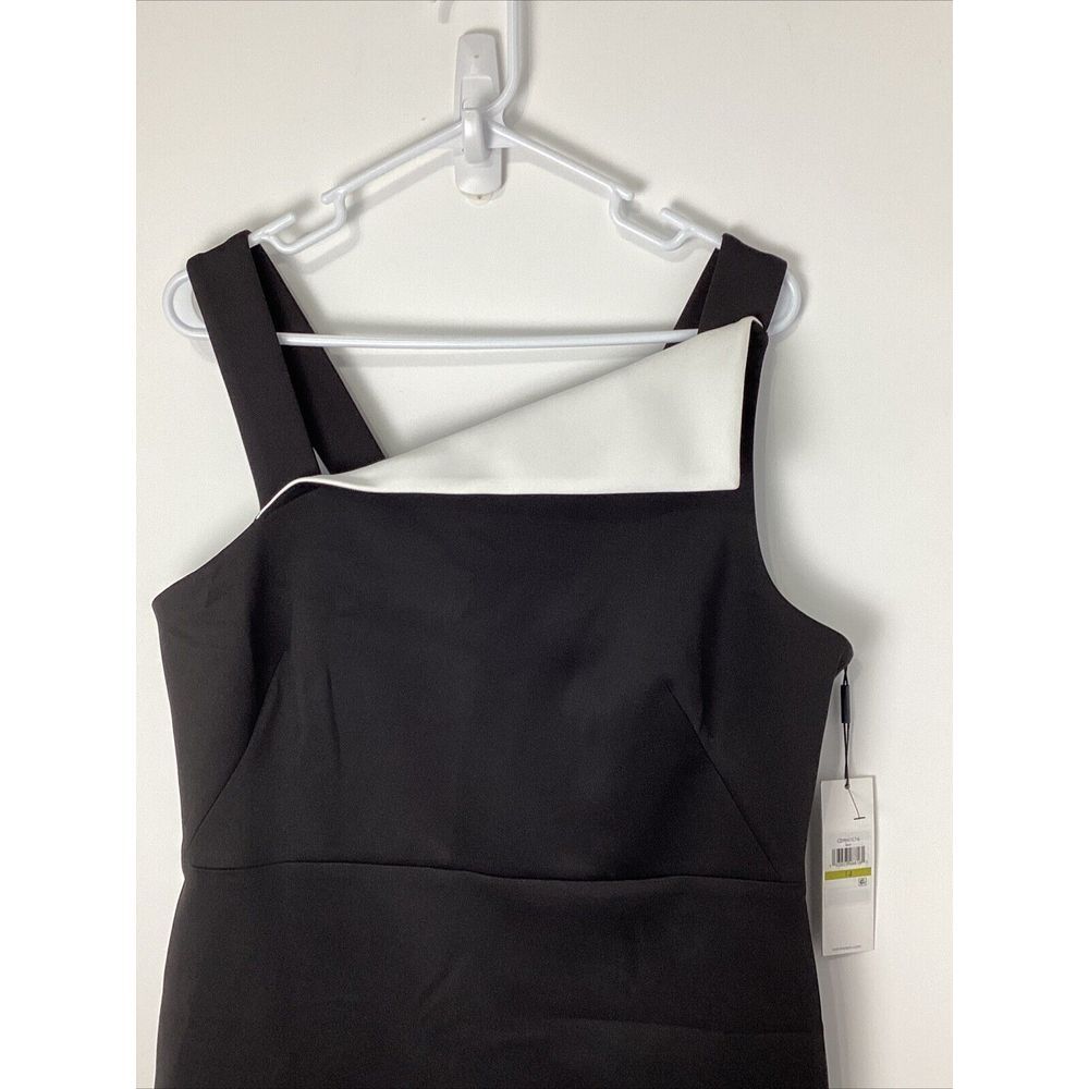 NEW Calvin Klein Black Thick Strap Back Zip White Flap On Front Area Size 14